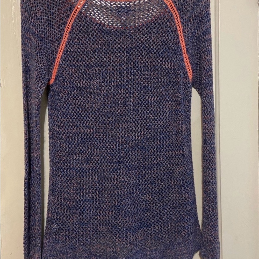 American Eagle Outfitters Womens Sweater Size Large Blue/Orang Soft Open Knit - Picture 8 of 9
